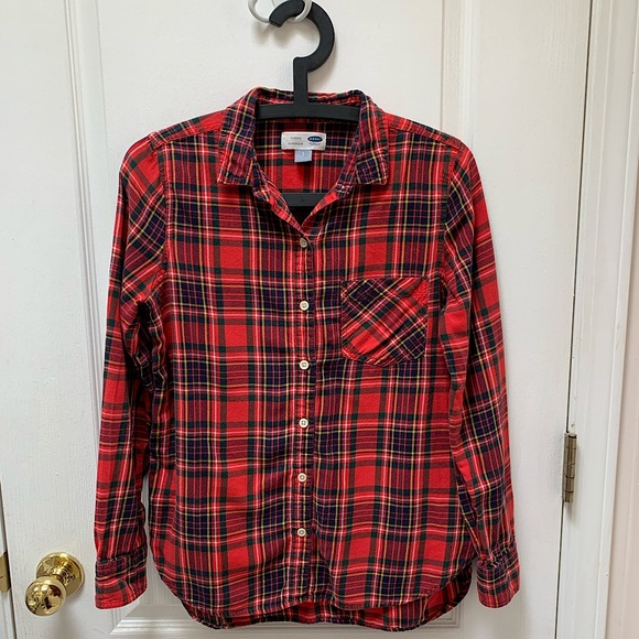 Old Navy Red Plaid Flannel - Picture 1 of 3